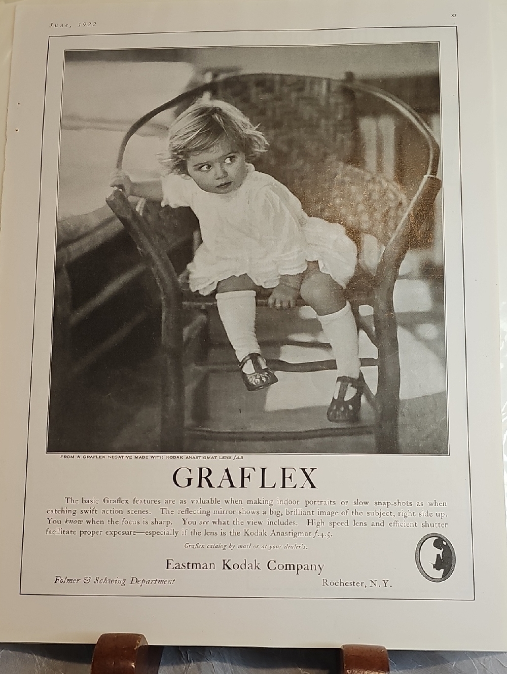 1922 Eastman Kodak Graflex Vintage Advertisment Black & White